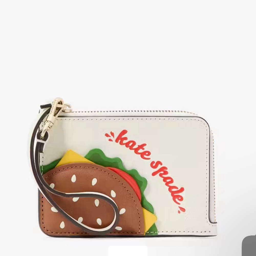 Kate Spade Burger Design Wristlet in Brown and Cream